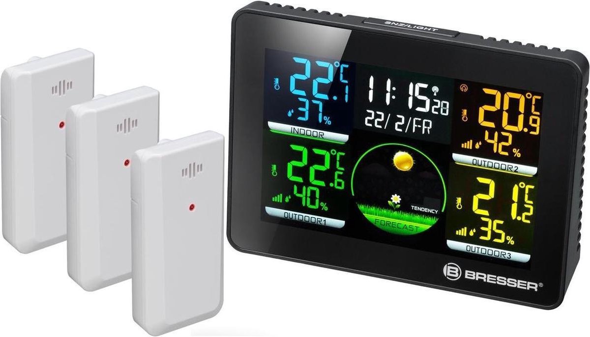 Bresser Weerstation Thermo Hygro Quadro Nlx 17 Cm 4-delig - Zwart