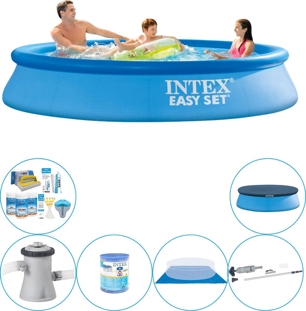 Intex Easy Set Rond 305x61 Cm - Zwembad Inclusief Accessoires - Blauw