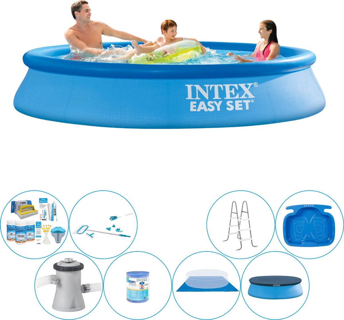Intex Easy Set Rond 305x61 Cm - Alles In 1 Zwembad Pakket - Blauw