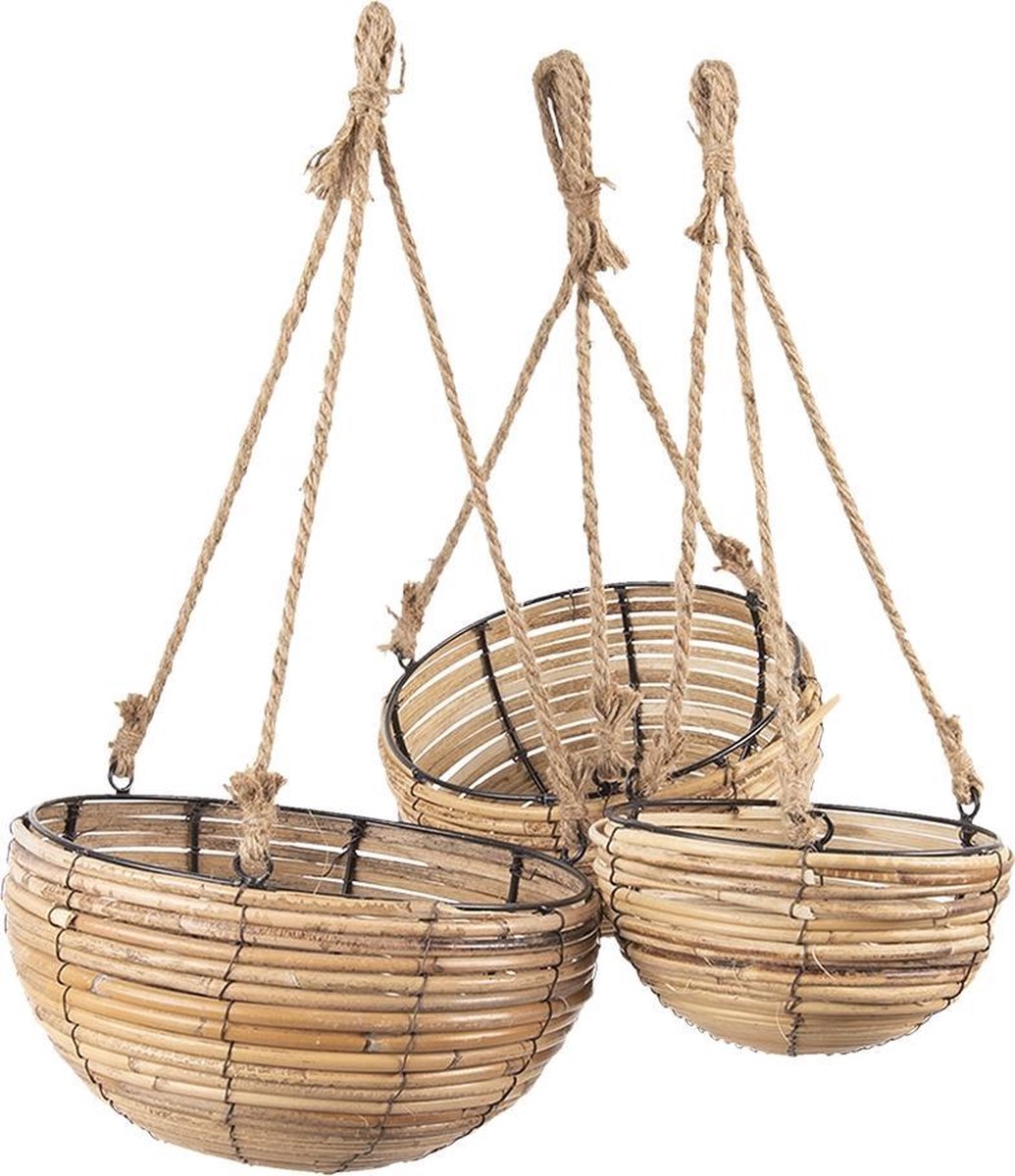 Clayre & Eef Opbergmanden (Set V 3) 6ro0511 (3) Ø 28*15 / 24*14 / - Bruin