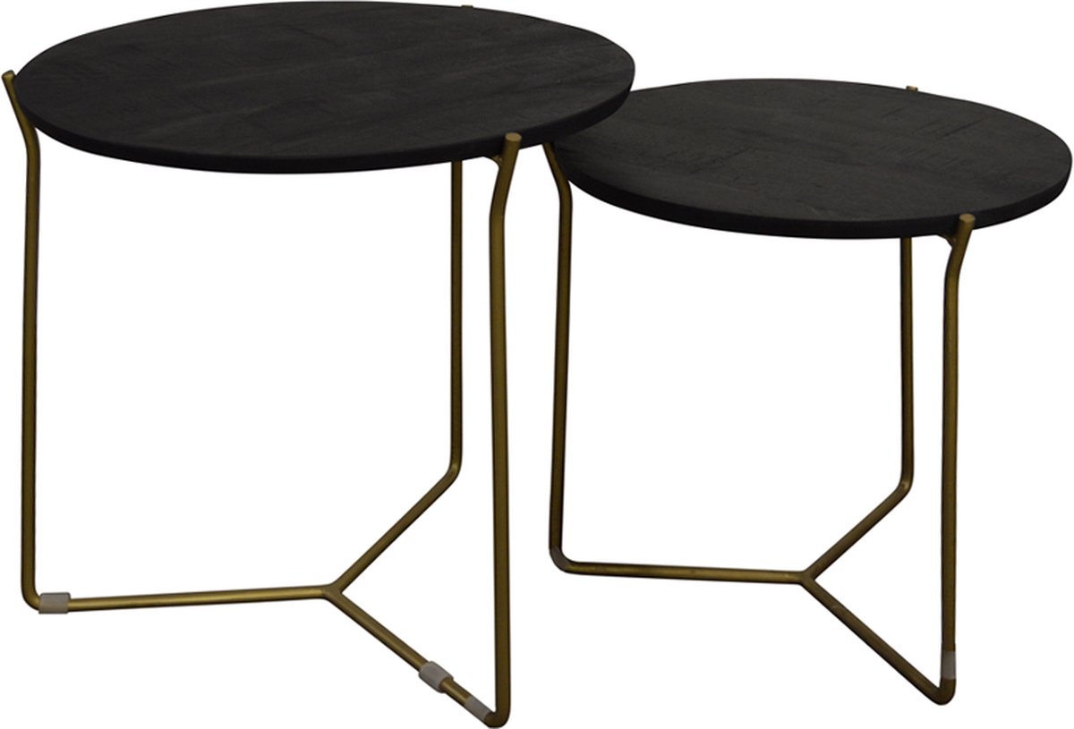 Brix - Salontafel - Mason Black/brass Set Van 2 - Zwart