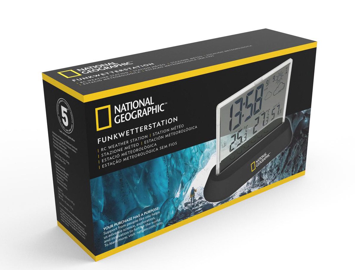 National Geographic Weerstation Transparant 14 Cm 2-delig - Zwart
