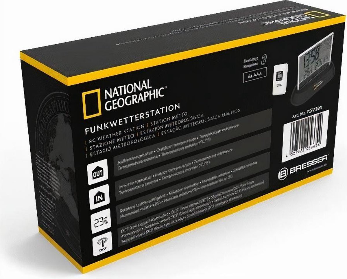 National Geographic Weerstation Transparant 14 Cm 2-delig - Zwart