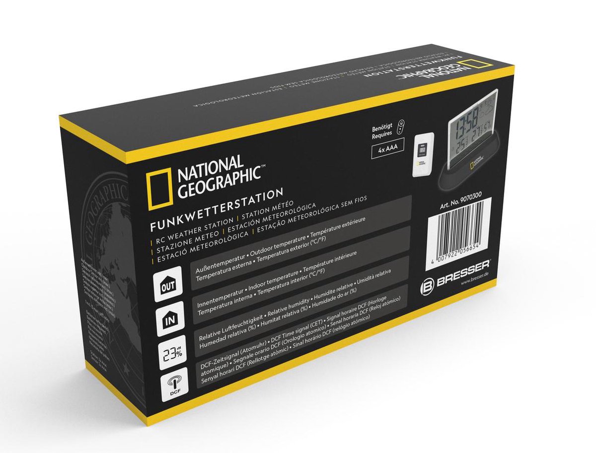 National Geographic Weerstation Transparant 14 Cm 2-delig - Zwart
