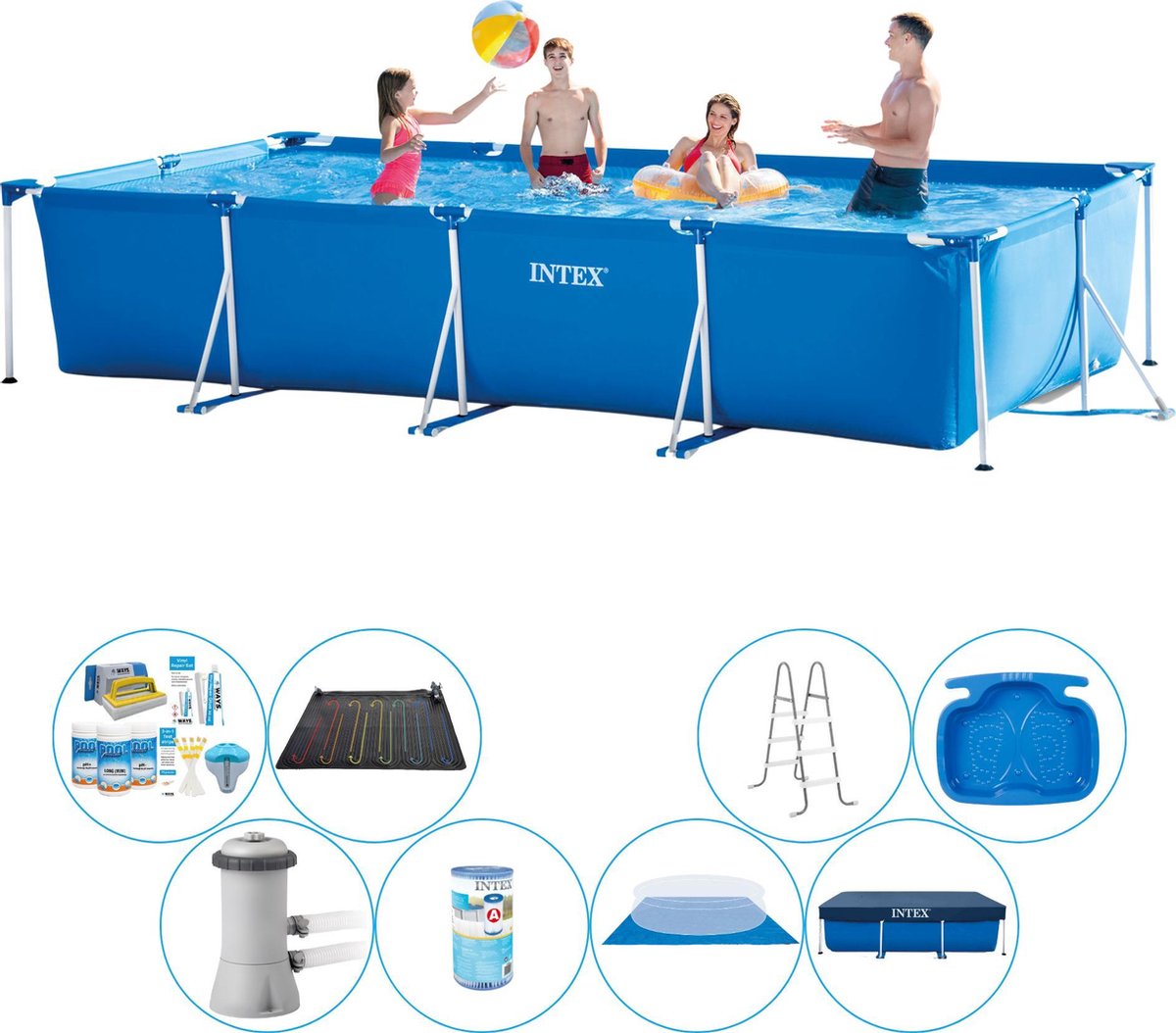 Intex Frame Pool Rechthoekig 450x220x84 Cm - Zwembad Super Deal - Blauw