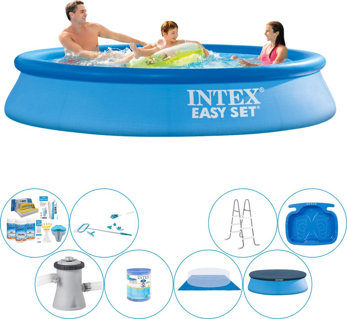 Intex Zwembad Comfort Pakket - Easy Set Rond 305x61 Cm - Blauw