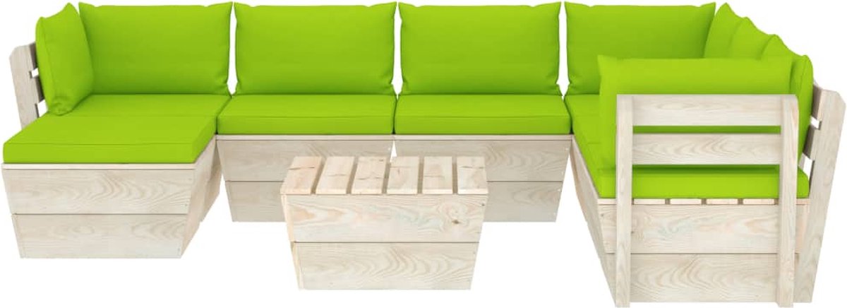 Vidaxl 8-delige Loungeset Met Kussens Pallet Vurenhout - Groen