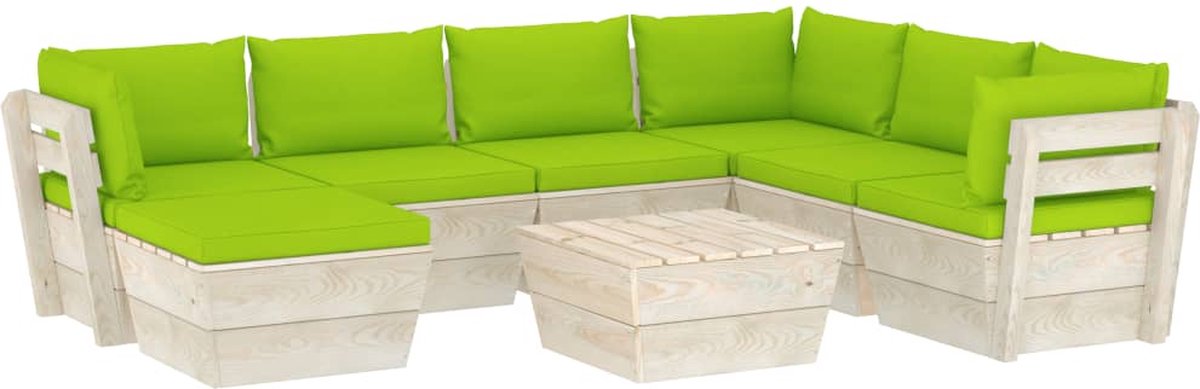 Vidaxl 8-delige Loungeset Met Kussens Pallet Vurenhout - Groen
