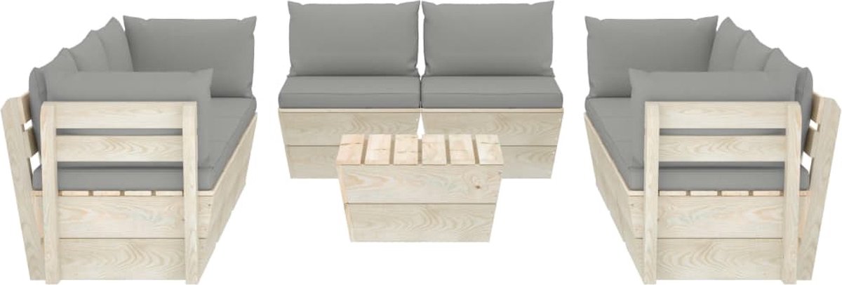 Vidaxl 9-delige Loungeset Met Kussens Pallet Vurenhout - Grijs