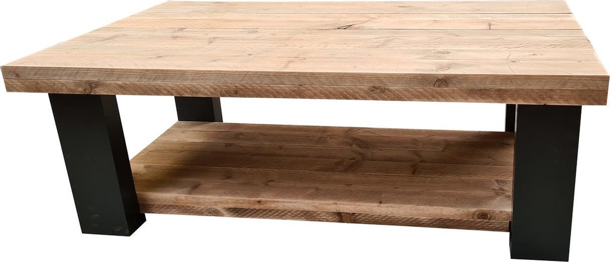 Wood4you - Salontafel New England - Steigerhout 120lx72dx43h Dubbel - Bruin