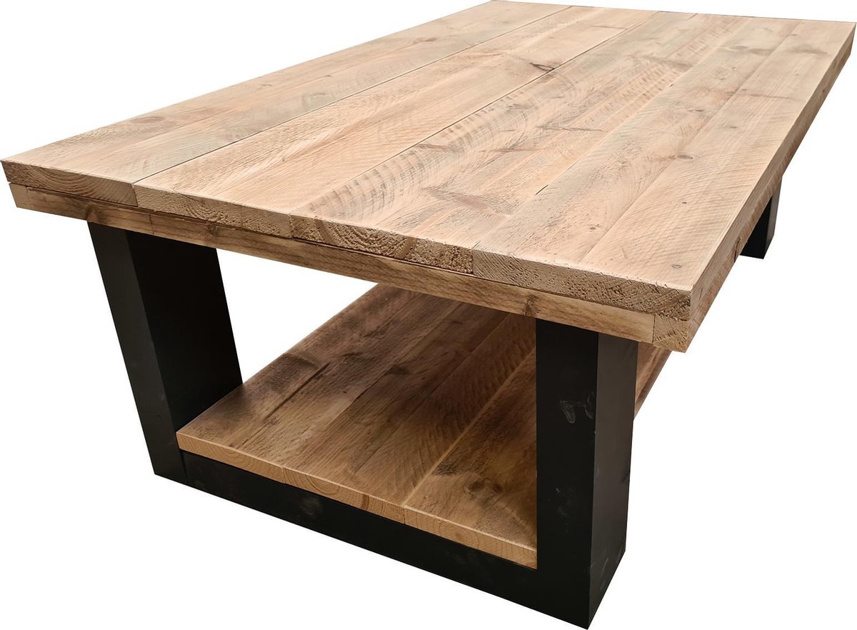 Wood4you - Salontafel New England - Steigerhout 120lx72dx43h Dubbel - Bruin
