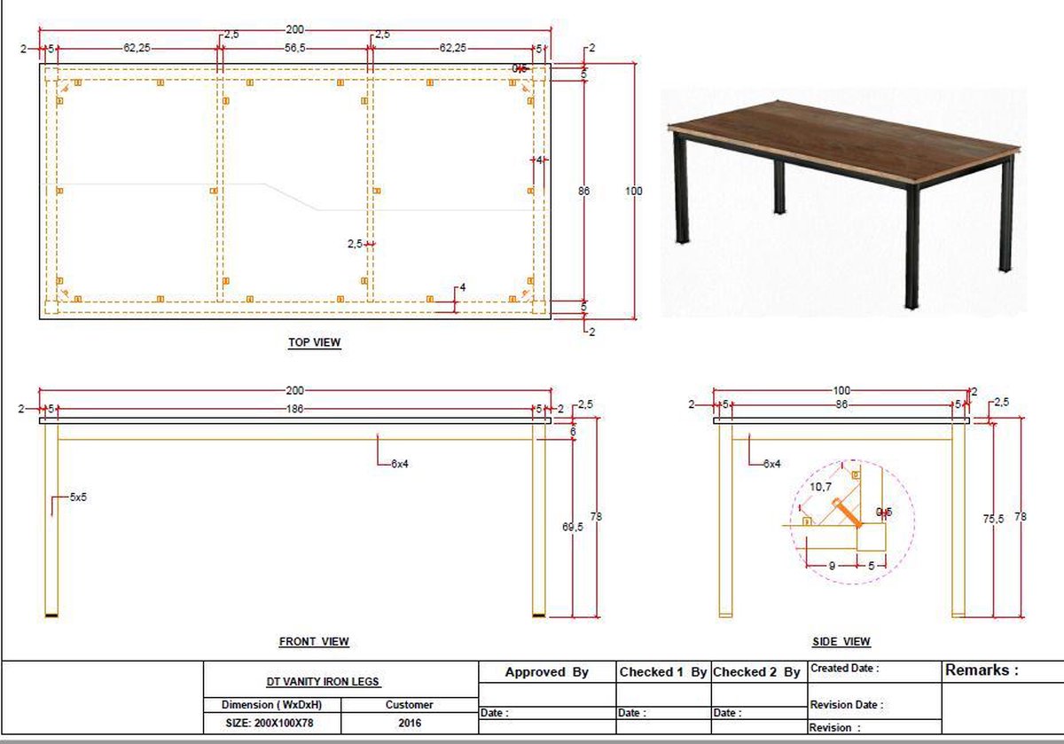 Livingfurn - Eettafel - Boston 4-legs 220x100 Cm - Grijs