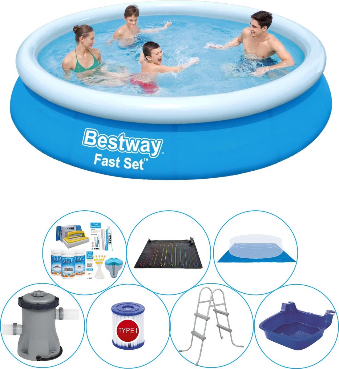 Bestway Fast Set Rond 366x76 Cm - 8-delig - Zwembad Deal - Blauw