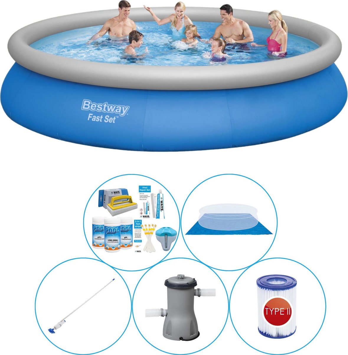 Bestway Fast Set Rond 457x84 Cm - 6-delig - Zwembad Super Deal - Blauw