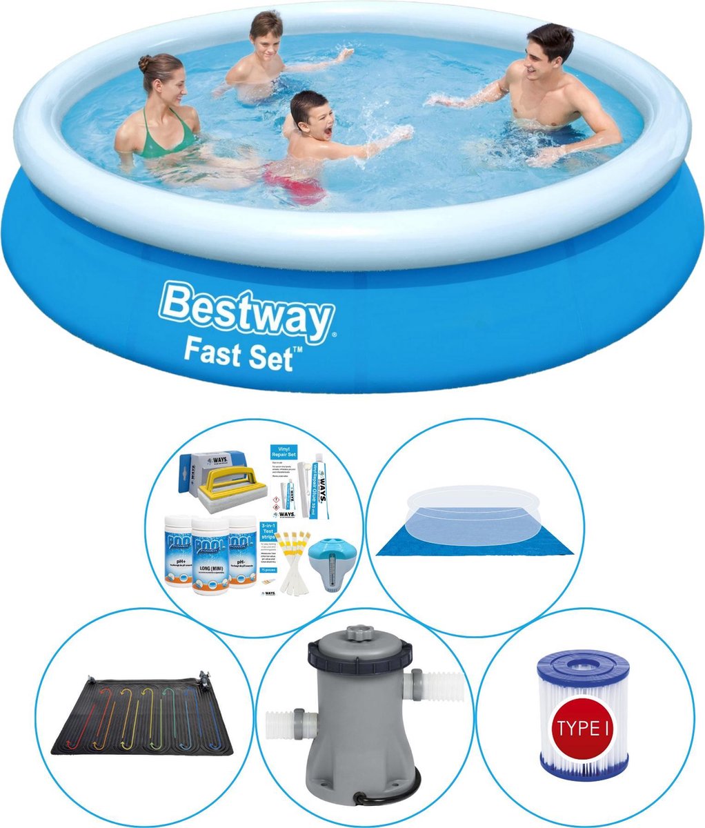 Bestway Fast Set Rond 366x76 Cm - 6-delig - Zwembad Combi Deal - Blauw