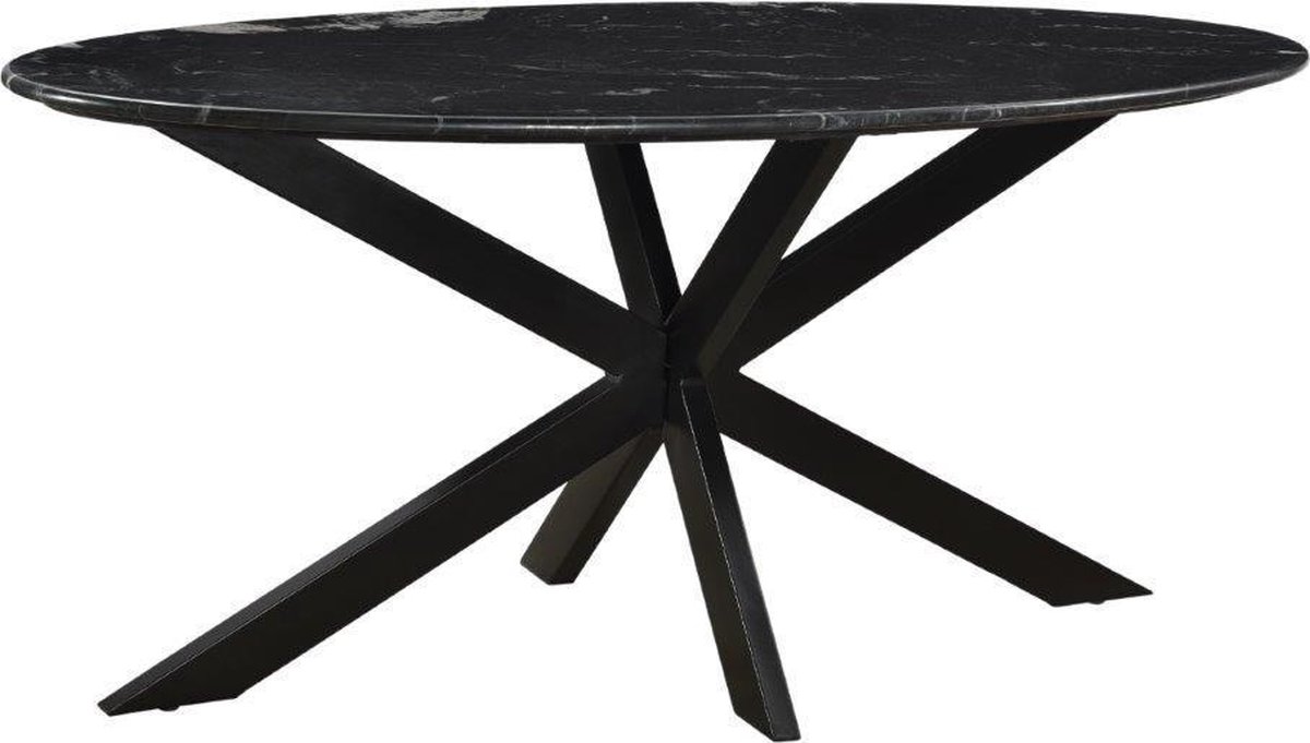 Livingfurn - Eettafel - Marble Oval Spider Black 180cm - Zwart