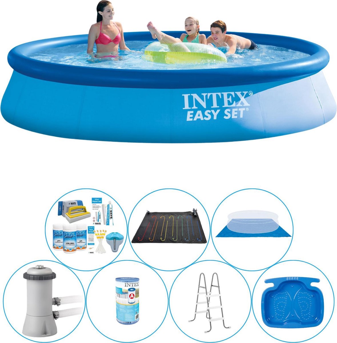 Intex Easy Set Rond 396x84 Cm - 8-delig Zwembad Super Deal - Blauw