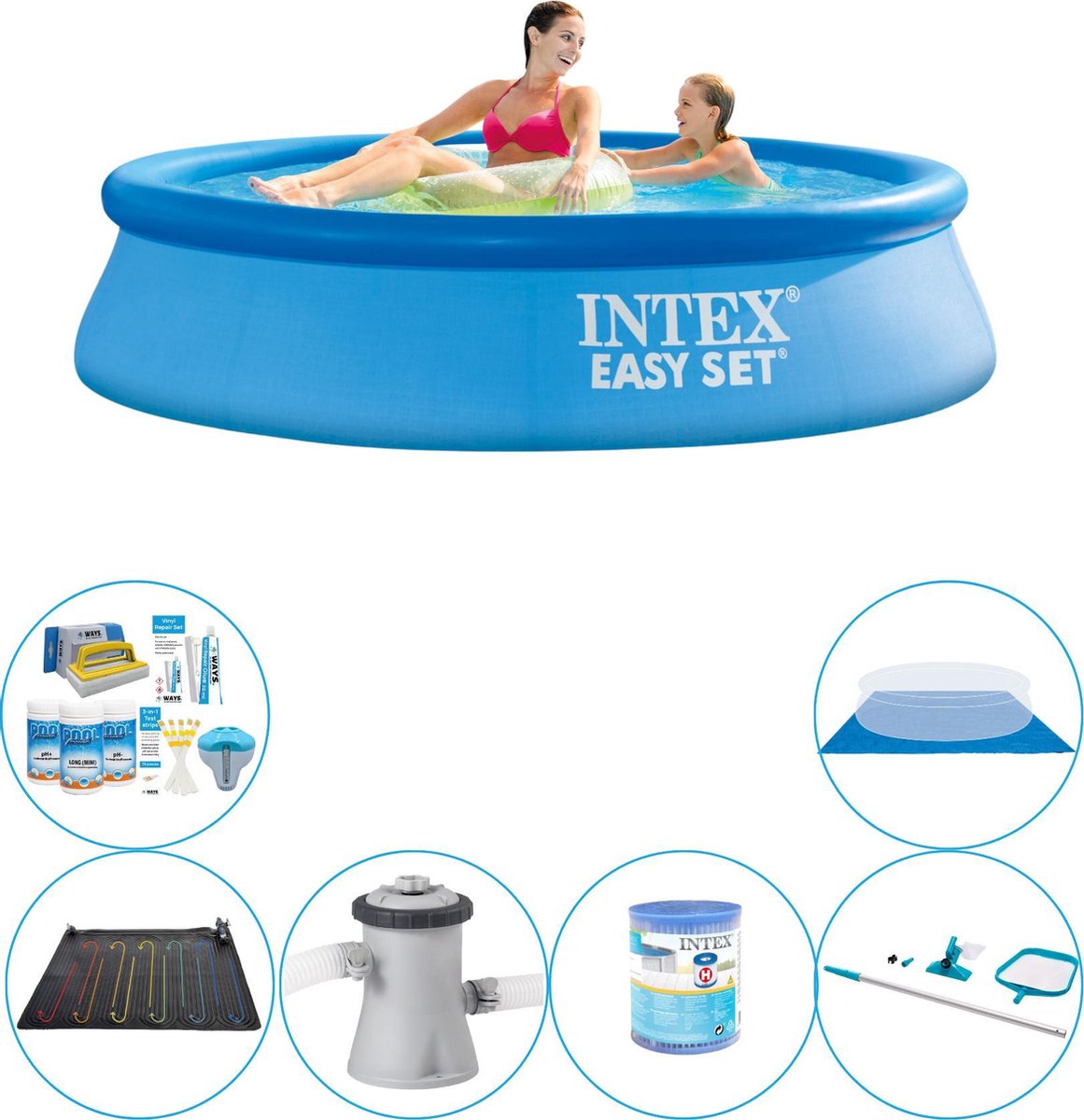 Intex Zwembad Set - 7-delig - Easy Set Rond 244x61 Cm - Blauw