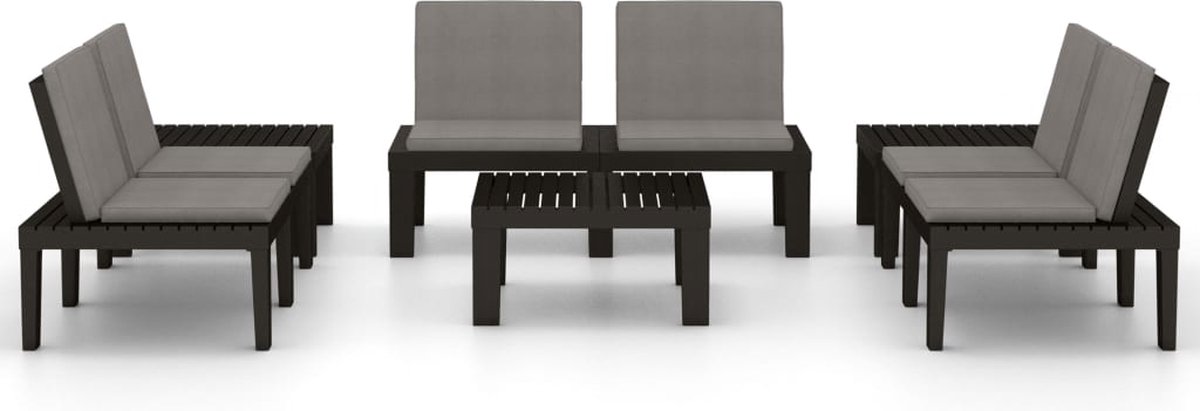 Vidaxl 6-delige Loungeset Met Kussens Kunststof - Grijs