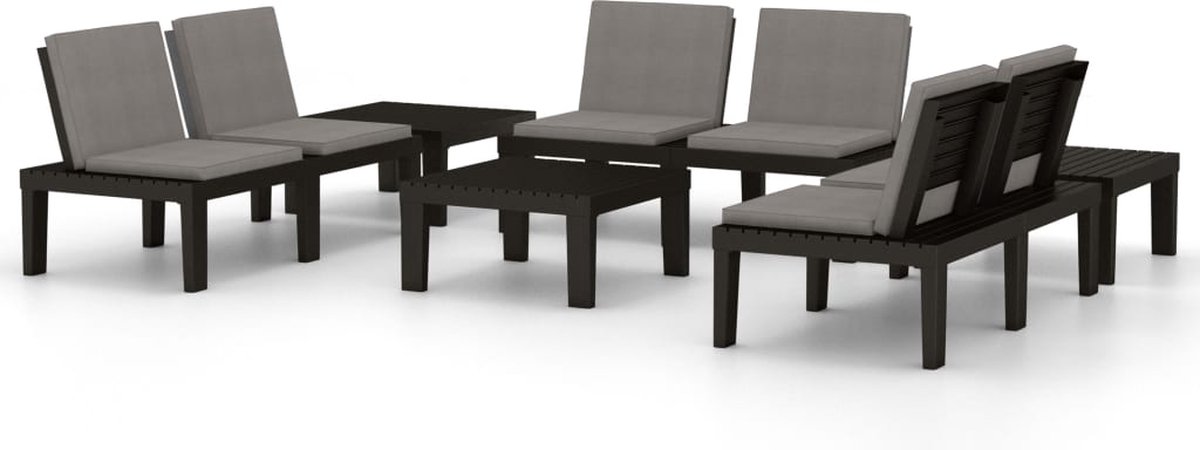 Vidaxl 6-delige Loungeset Met Kussens Kunststof - Grijs