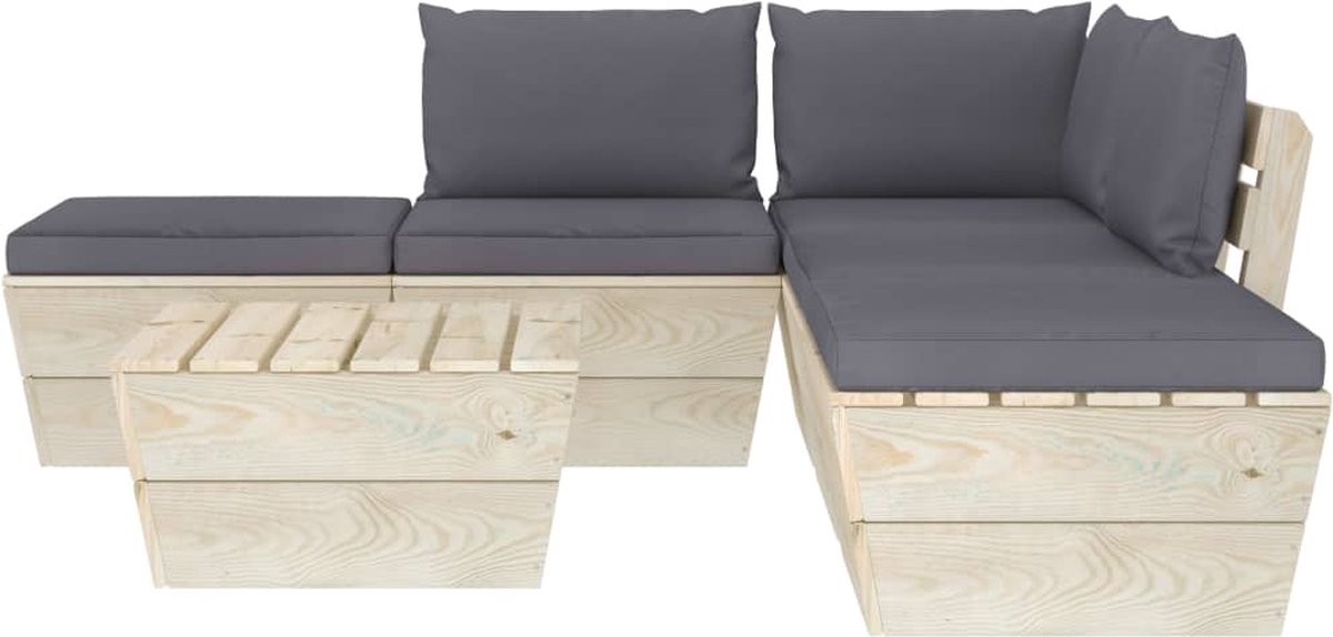 Vidaxl 6-delige Loungeset Met Kussens Pallet Vurenhout - Grijs