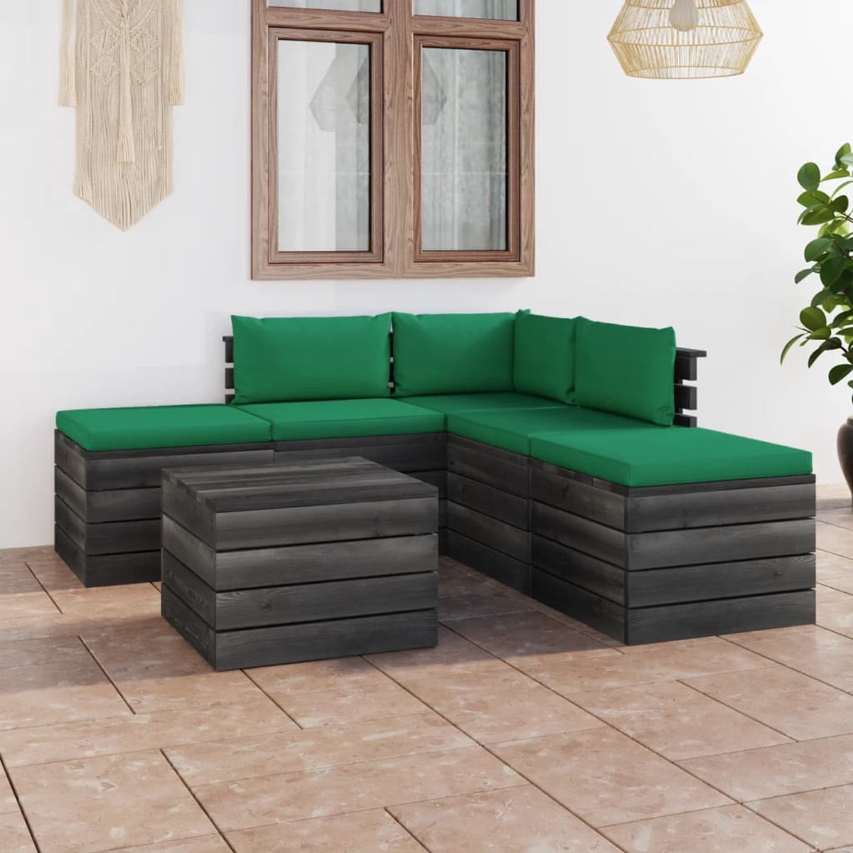 Vidaxl 6-delige Loungeset Met Kussens Pallet Massief Grenenhout - Verde