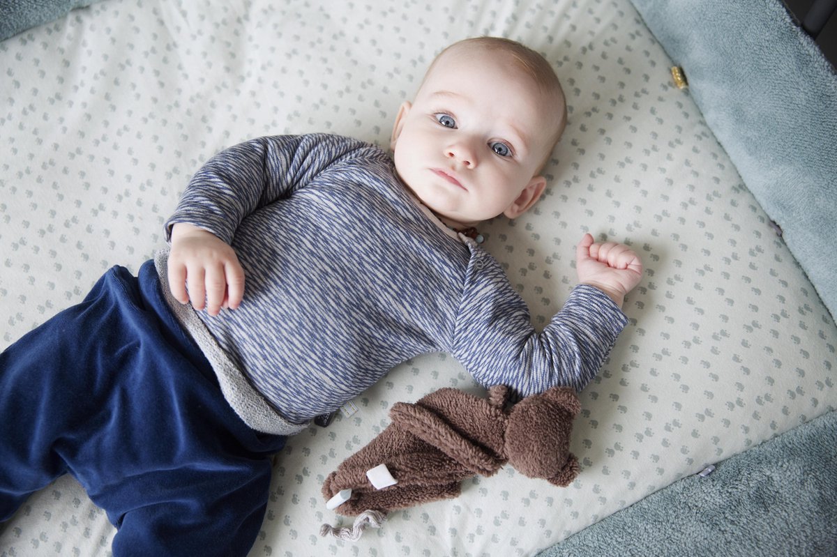 Snoozebaby Boxkleed Gray Mist 75 X 95 Cm Katoengrijs - Blauw