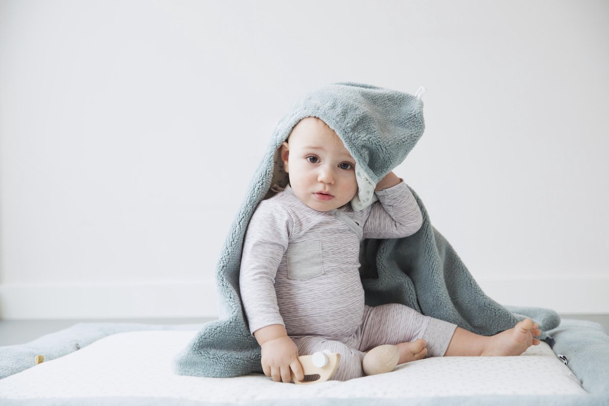 Snoozebaby Boxkleed Gray Mist 75 X 95 Cm Katoengrijs - Blauw