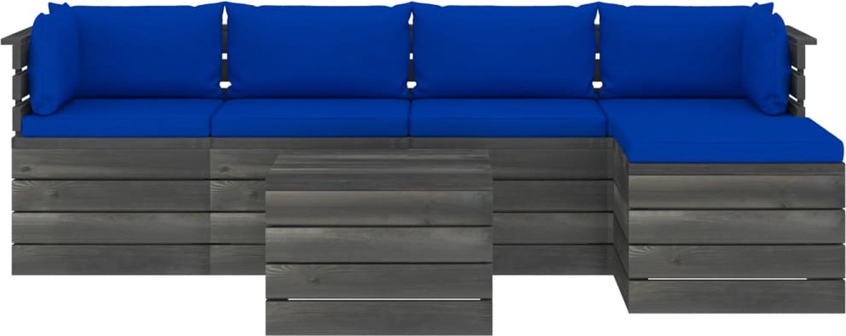 Vidaxl 6-delige Loungeset Met Kussens Pallet Massief Grenenhout - Blauw
