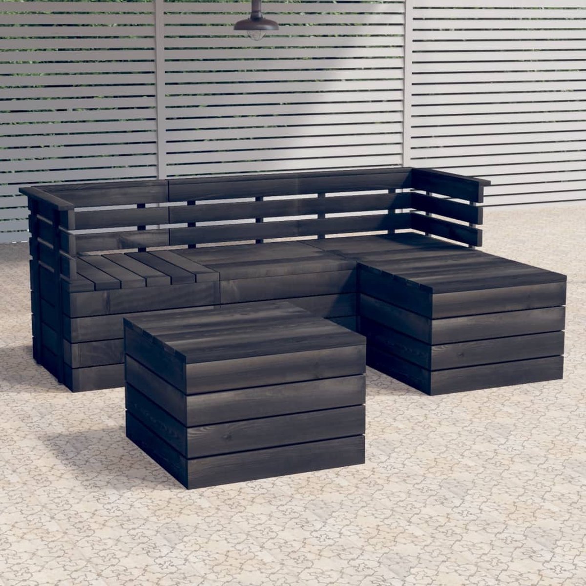 Vidaxl 5-delige Loungeset Pallet Massief Grenenhout Donker - Gris