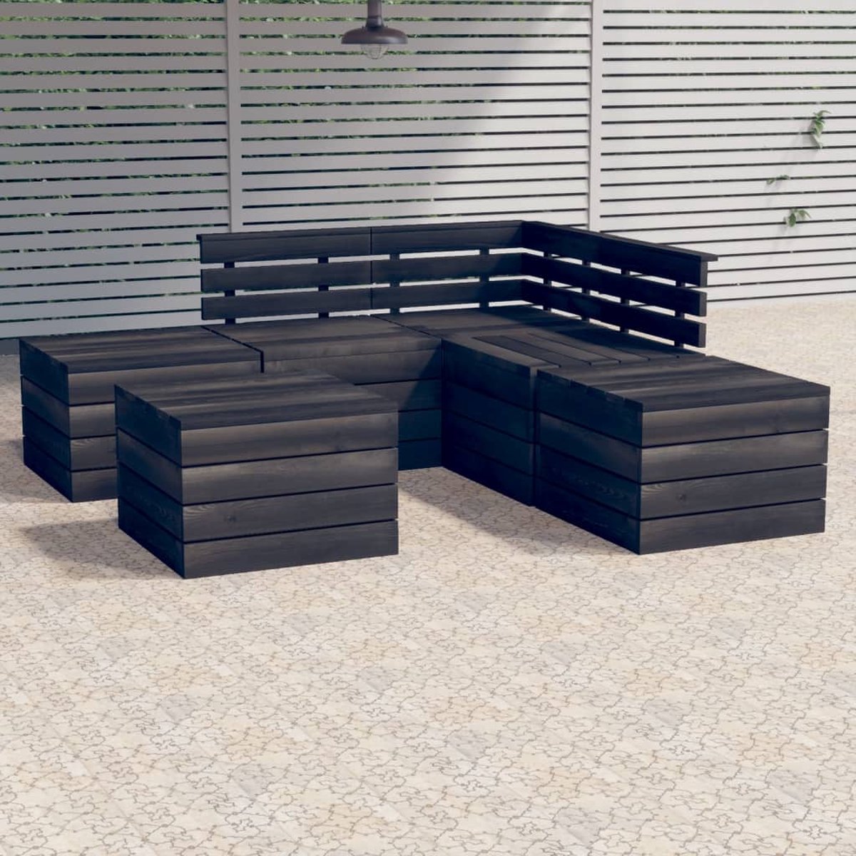 Vidaxl 6-delige Loungeset Pallet Massief Grenenhout Donker - Grijs