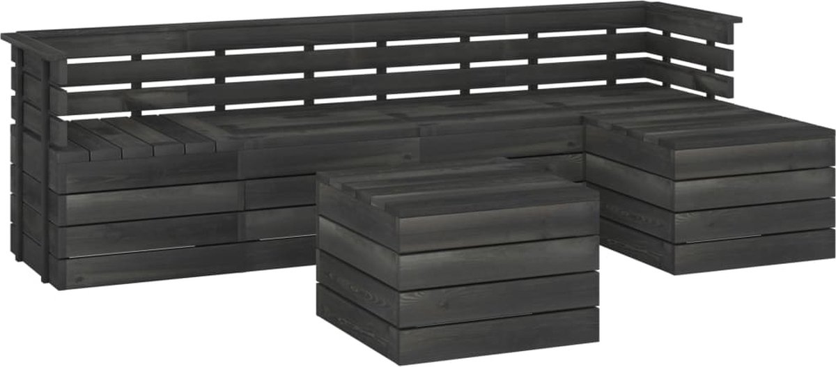 Vidaxl 6-delige Loungeset Pallet Massief Grenenhout Donker - Grijs