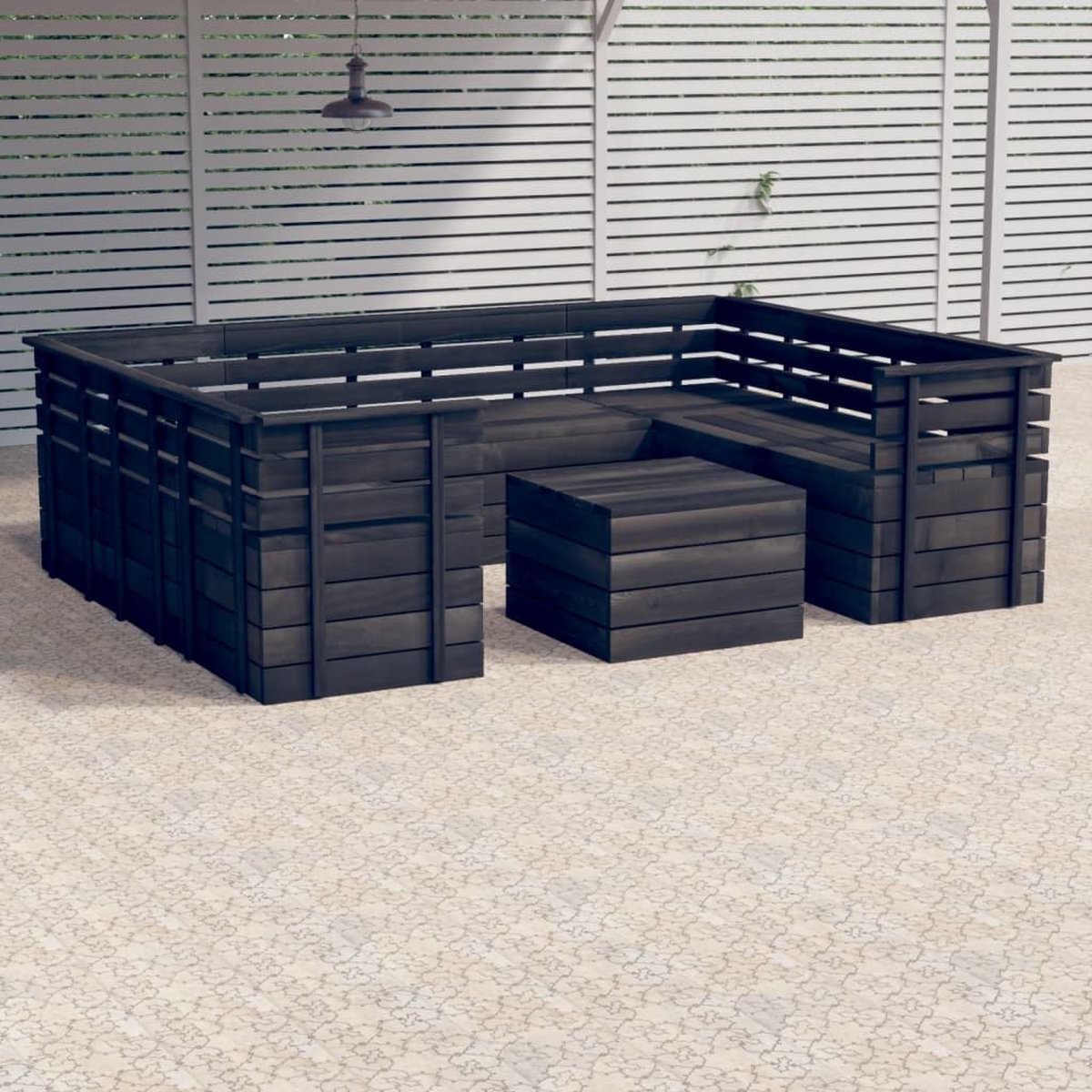 Vidaxl 9-delige Loungeset Pallet Massief Grenenhout Donker - Grijs