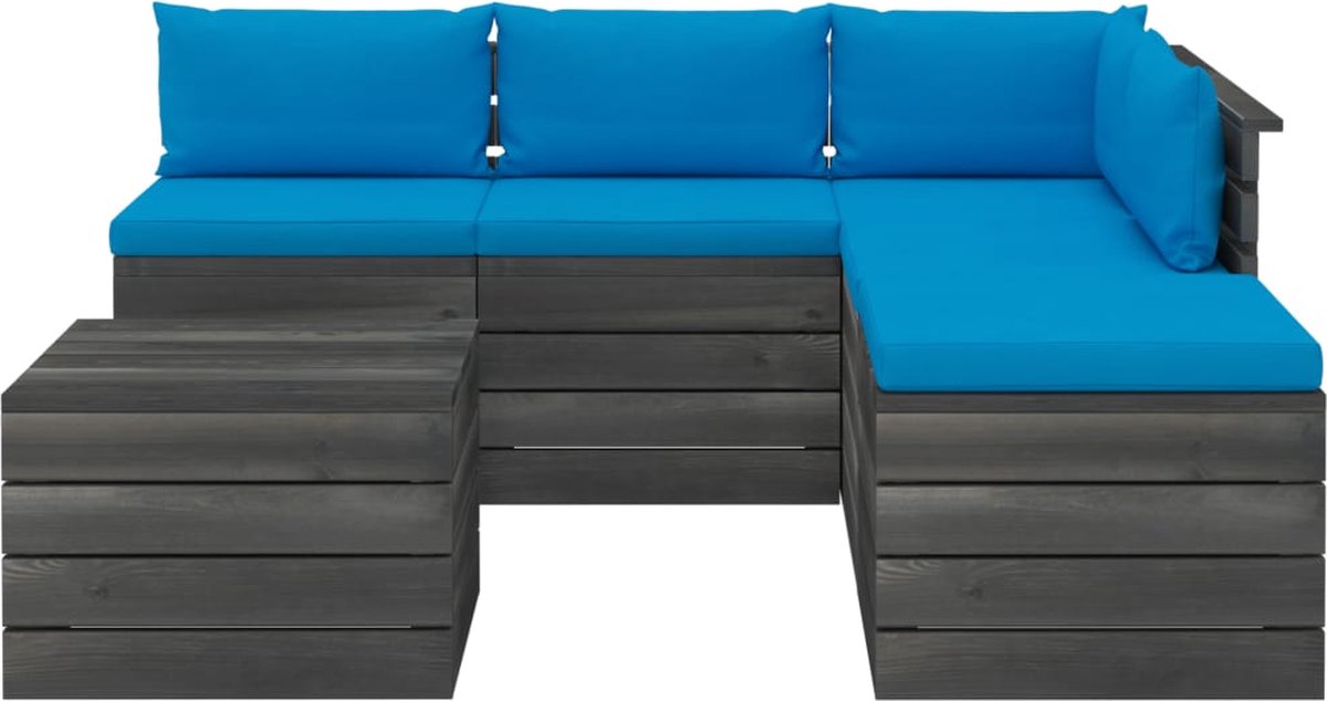 Vidaxl 6-delige Loungeset Met Kussens Pallet Grenenhout - Blauw