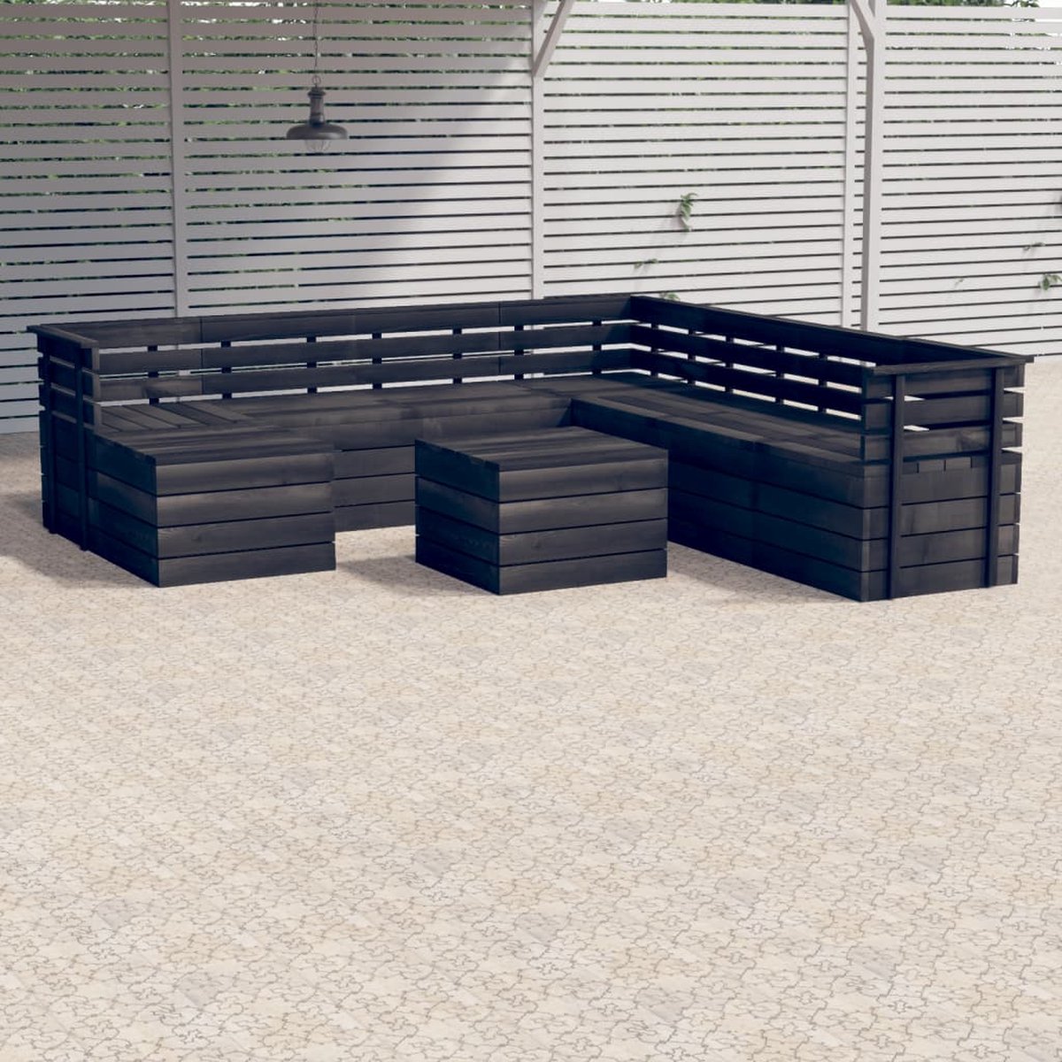 Vidaxl 9-delige Loungeset Pallet Massief Grenenhout Donker - Grijs