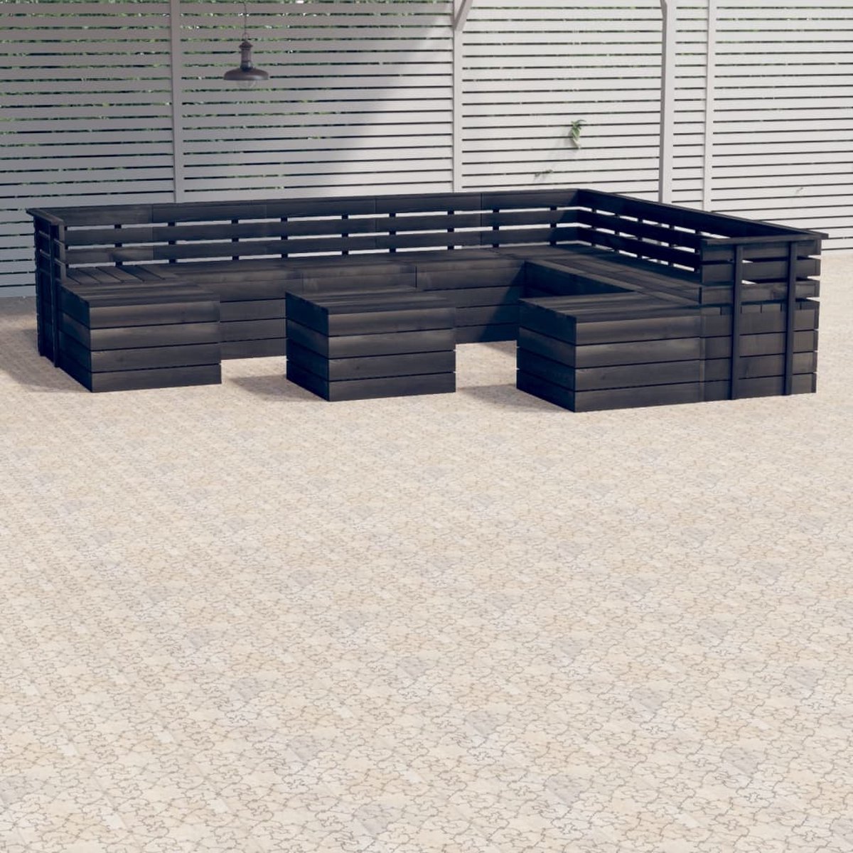 Vidaxl 11-delige Loungeset Pallet Massief Grenenhout Donker - Gris