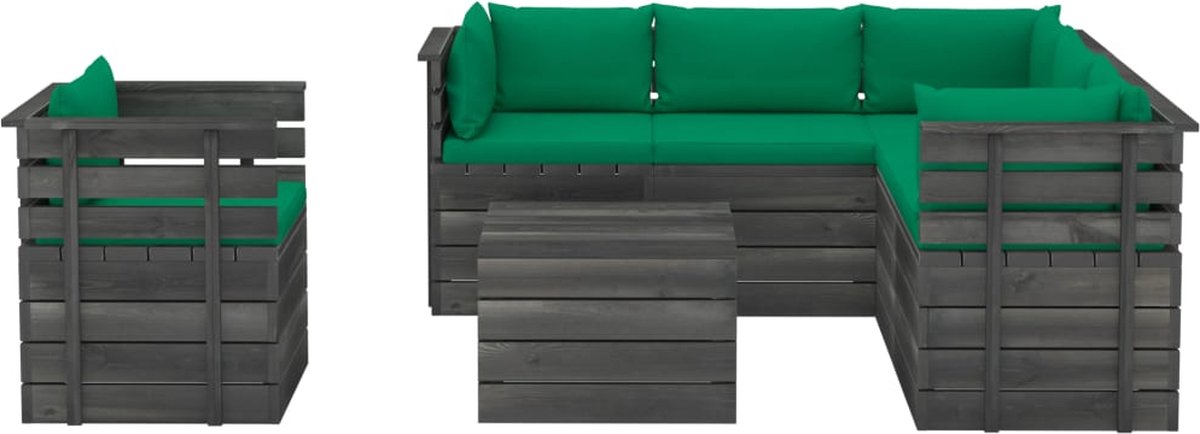 Vidaxl 7-delige Loungeset Met Kussens Pallet Massief Grenenhout - Groen