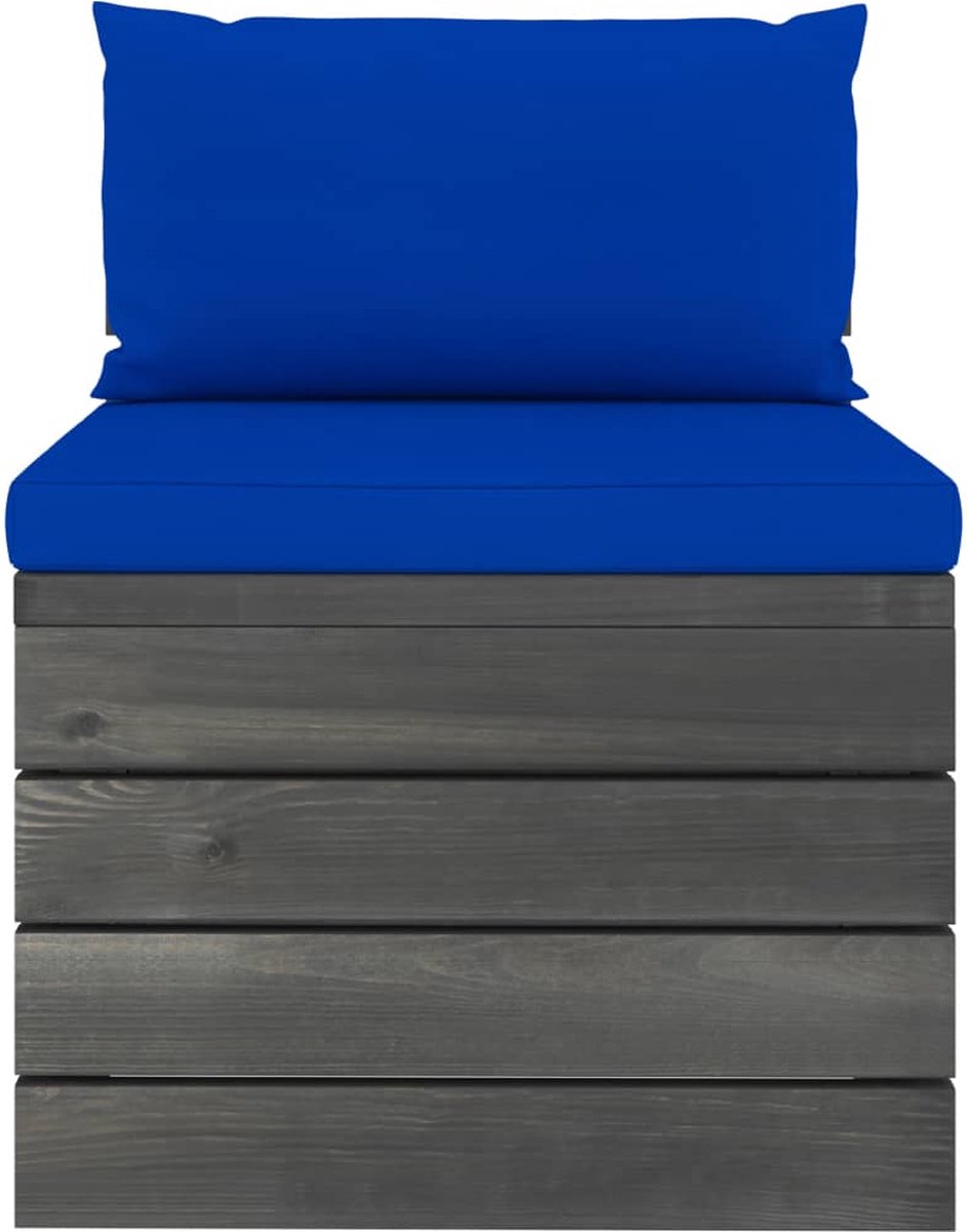 Vidaxl 3-delige Loungeset Met Kussens Pallet Massief Grenenhout - Blauw