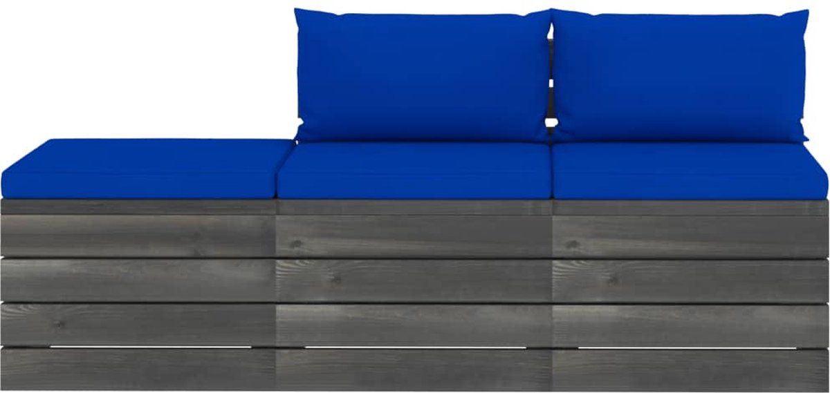 Vidaxl 3-delige Loungeset Met Kussens Pallet Massief Grenenhout - Blauw