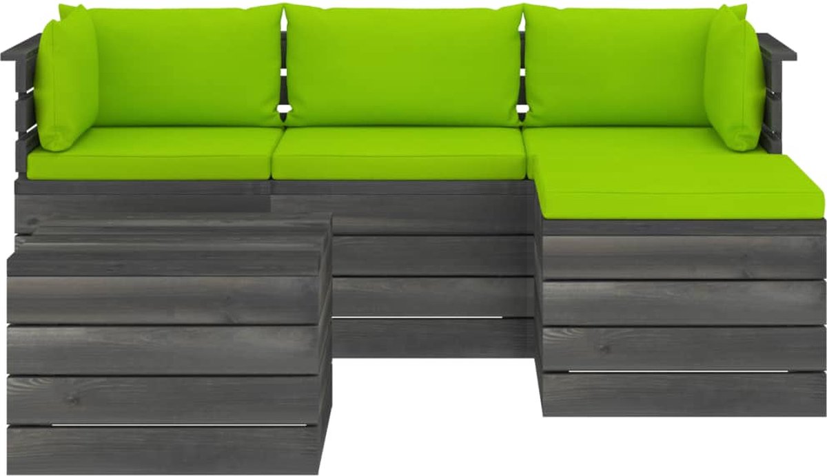 Vidaxl 5-delige Loungeset Met Kussens Pallet Massief Grenenhout - Groen