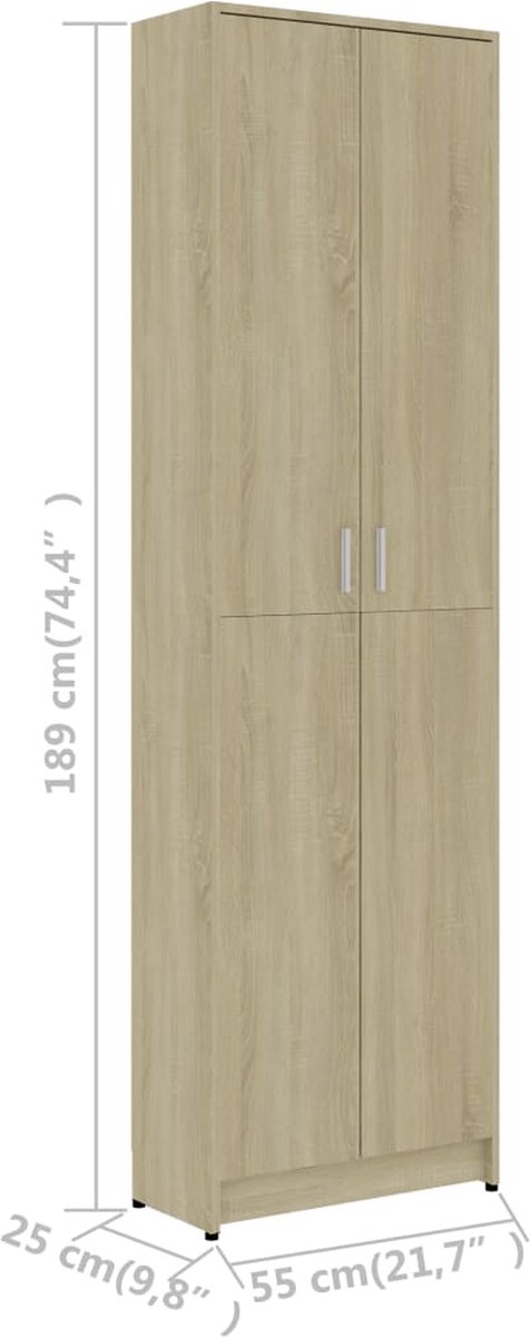 Vidaxl Gangkast 55x25x189 Cm Spaanplaat Sonoma Eikenkleurig - Bruin