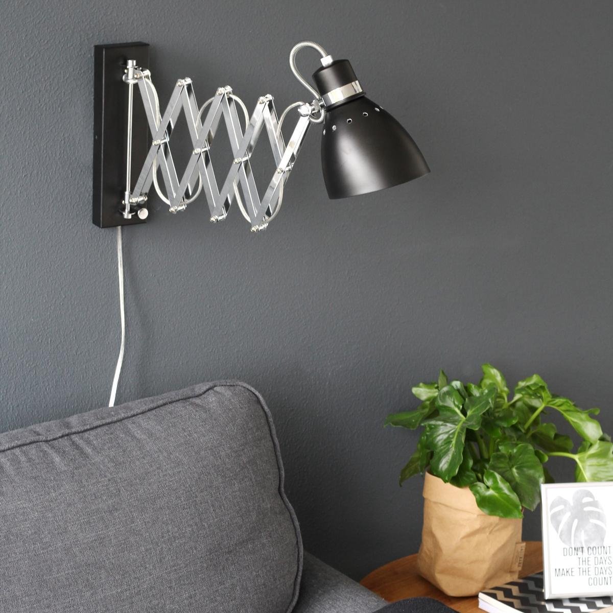 Lightning - Moderne Wandlamp 1-l. Scharnier - - Zwart