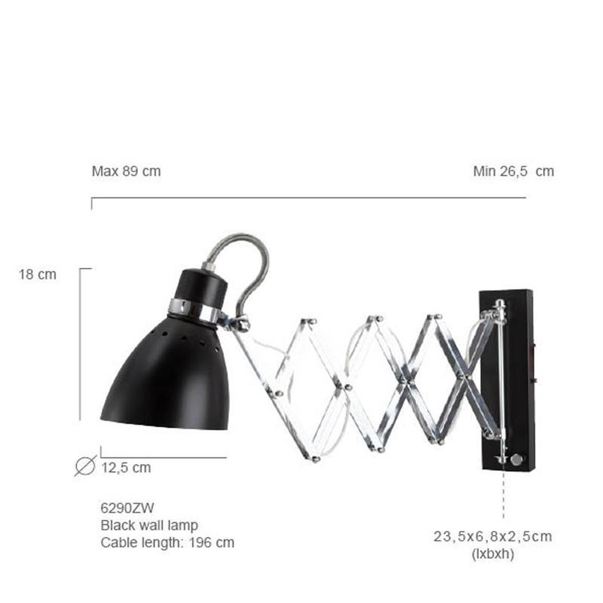 Lightning - Moderne Wandlamp 1-l. Scharnier - - Zwart