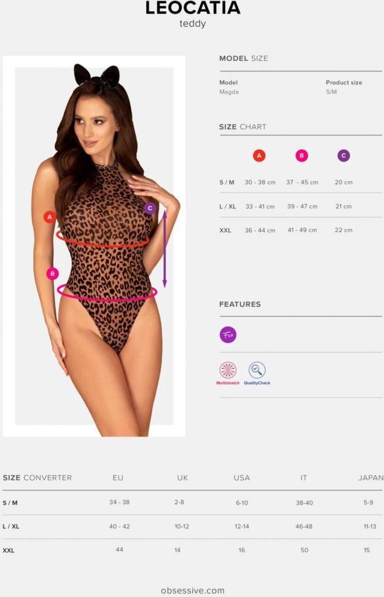 Obsessive Leocatia Stringbody Met Haarband - Luipaardprint