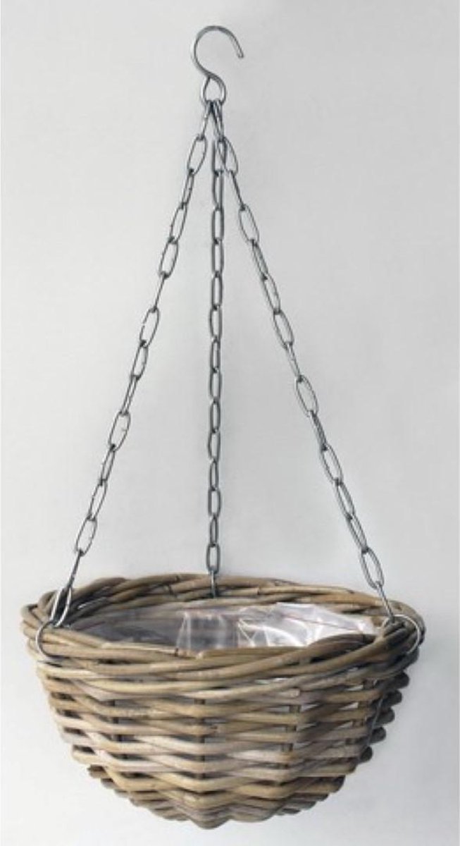 Van der Leeden Hanging Basket Rotan Antique Grey D40cm - Grijs