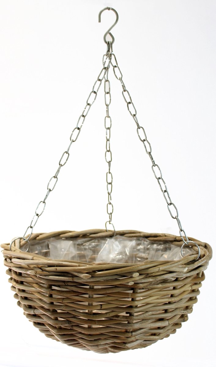 Van der Leeden Hanging Basket Rotan Antique Grey D40cm - Bruin