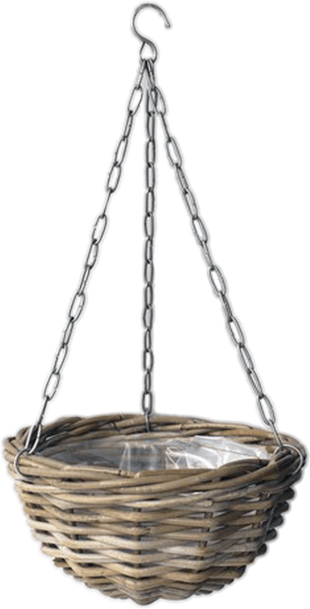 Van der Leeden Hanging Basket Rotan Antique Grey D40cm - Bruin