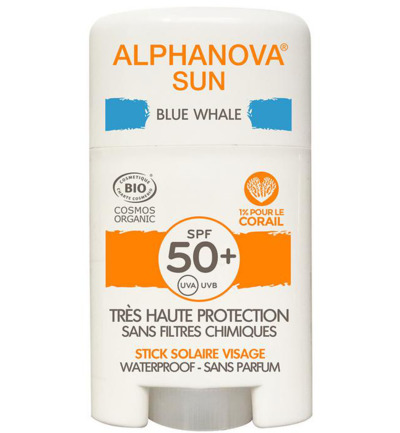 Alphanova Blue Whale BIO SPF 50+ Face Sun Stick Zonbescherming 12g