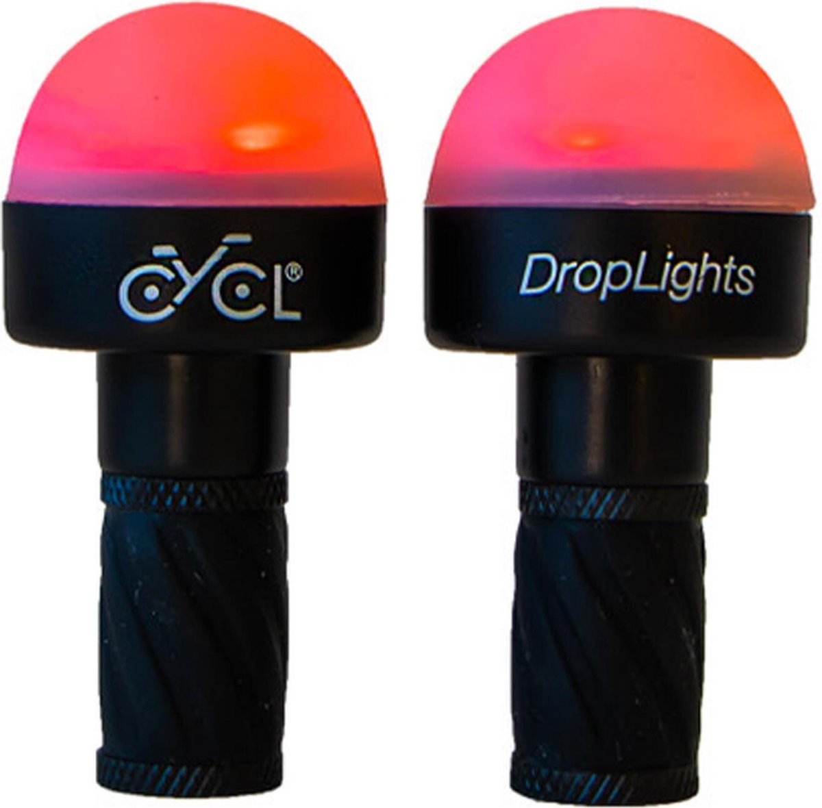 CYCL stuurverlichting DropLights 6 cm/rood 2 stuks - Zwart