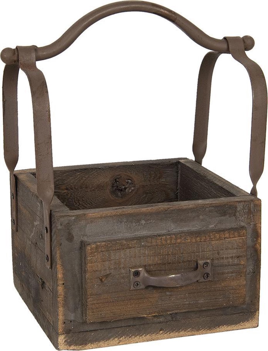 Clayre & Eef Mand Van Hout 24*19*28 Cm Hout/ Metaal Rechthoekig 6h1915 - Bruin